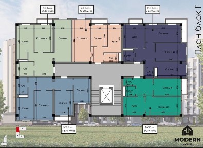 Яшнабад! 2 комнатная Ок-Уй в новостройке ( 66 квм)