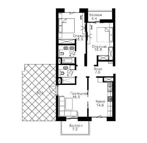3-х ком Новомосковская 100м+парковка+кладовка ЖК Oz Mahal AU