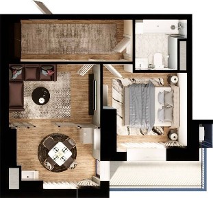 ЖК Kislorod 2 ком, 53 м2.Ор-р: Seoul Mun, NEXT Mall