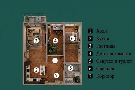 ЖК Kushon, квартира 3 комнаты, коробка 88кв. м.