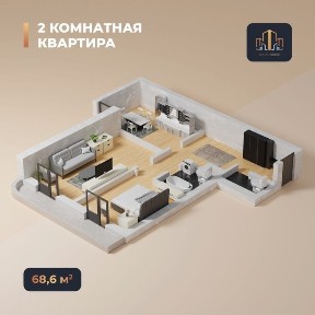 Продаётся 2 комнатная квартира 65 кв. м жк Sune rise можно переделет 3