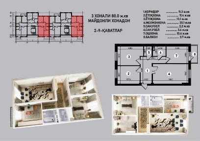 Продается Коробка Квартира 3/8/12 Алмазар Галаба Боги 80 Квадрат