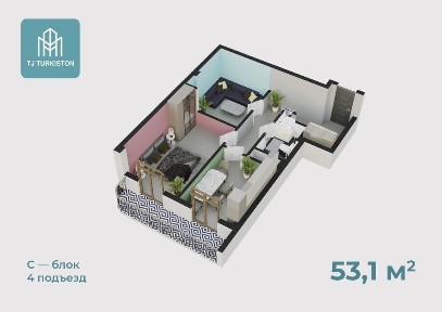 2 комнатная квартира в Turkiston Avenue низкие цены от застройщика
