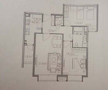 Юнусабад ЖК Hight Town 3/2/17. 74м² + балкон, коробка