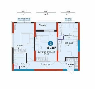 СРОЧНО! 3 комнатная 65.41 м² на Алмазаре С Первым Взносом-15,440 у.е.