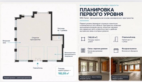 Аренда коммерческое помещение ЖК NRG Oybek 480 м2