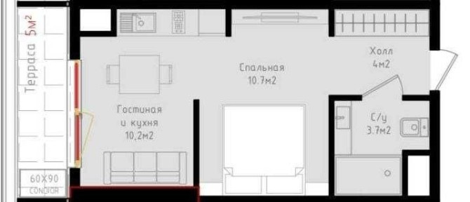СРОЧНО ГОРИТ! ЖК Resim 1 комнатная 35м2 коробка, улица Махтумкули