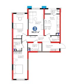 Продается 3х ком квартира, ЖК NRG Bi Sado, ор-р: Тапоич Мост, 98м²