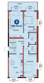 КАДАСТР • 3комнаты/105 м² • м²=1,260у.е. Бизнес-Класс В ЯНГИ УЗБЕКИСТОН