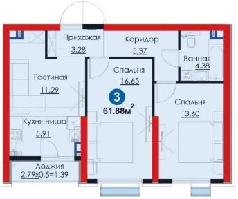 3 комн. квартира всего за 54 050 у.е.  в Яшнабадском районе