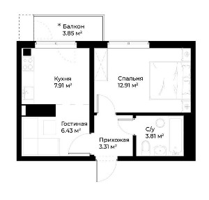 ЖК O'zZamin от Golden House 1 ком. 36 кв