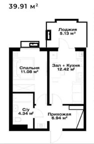 ASSALOM BOGLAR | 1-КОМН. | 39,91 М² | 13/16 ЭТАЖ | ЯШНАБАД | white box
