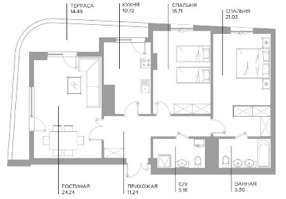 Квартира 3/5/15 ЖК Infinity 103,6 м2
