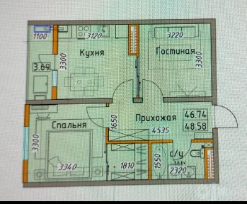 Bashkent 2 xona 50M2 tayyor Remont + mebel
