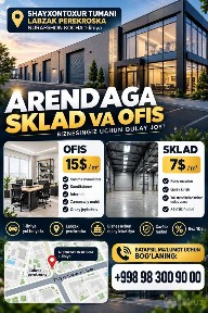 Arendaga OFis Sklad beriladi