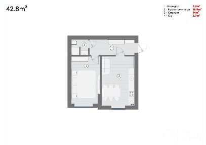 Премиум ЖК. 66 Avenue 43м² на 1-этаже сзади парка 