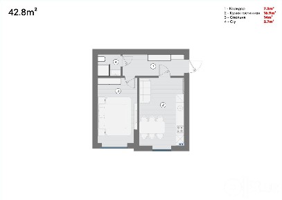 Продается 1-к квартира 43 м² в премиум ЖК 66 Avenue (От собственника)
