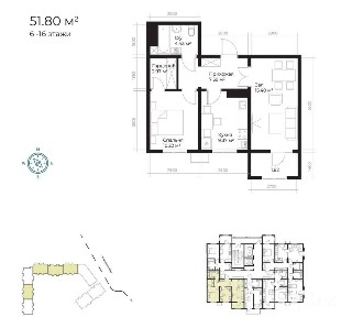 2ух комнатная квартира в ЖК Assalom Bog'lar