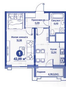 СРОЧНО Жк Regnum Plaza 1-комнатная 42.99м2 Коробка
