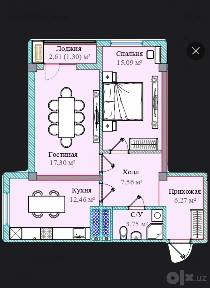 Квартира 2-х комнатная, 67 м², Б-блок