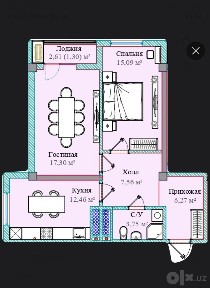 Квартира 2-х комнатная, 63 м², Б-блок