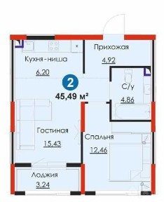 2КМ - 45m² В НОВОМ ТАШКЕНТЕ! 3/9 ЭТАЖ | Взнос =$13 032 | Иипотека