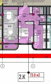 3-комнатная квартира 73 м² ЖК Дархан - Метро Хамид Алимжан