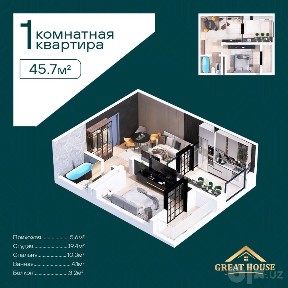 Новостройка Новза Рез Сеул Мунг Набережная евро2х 45,7 квм Узбекфильм